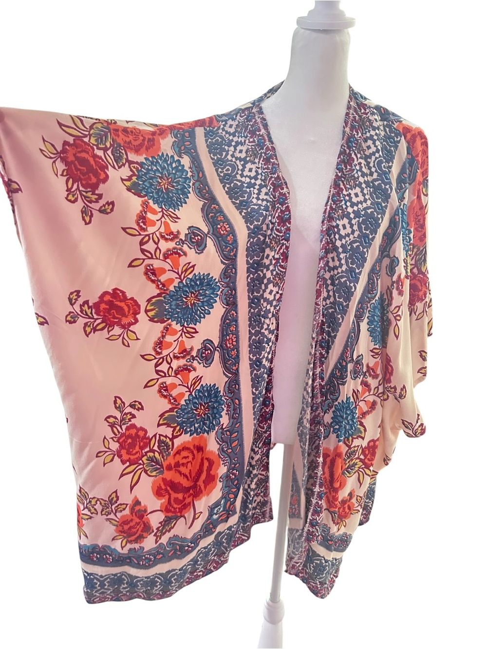 NWT Angie Boho Floral Kimono Duster One Size Oversized Festival Layering Top